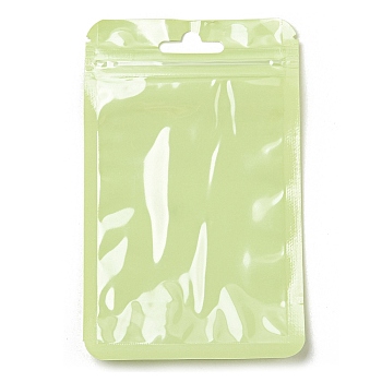 Rectangle Plastic Yin-Yang Zip Lock Bags, Resealable Packaging Bags, Self Seal Bag, Light Green, 13x8x0.02cm, Unilateral Thickness: 2.5 Mil(0.065mm)