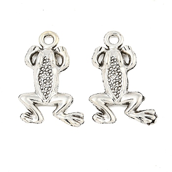 Tibetan Style Alloy Frog Pendants, Lead Free & Cadmium Free, Antique Silver, 21x13x3mm, Hole: 2mm, about 500pcs/500g