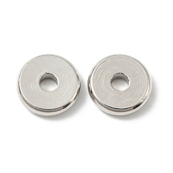 Brass Beads, Cadmium Free & Lead Free, Long-Lasting Plated, Disc, Platinum, 8x2mm, Hole: 2mm