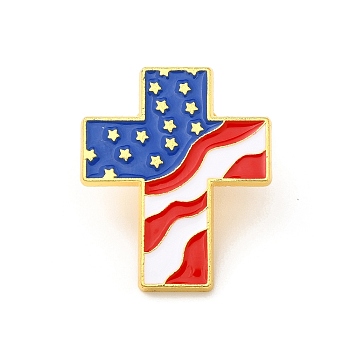 Cross Enamel Pin, Golden Alloy Badge for Backpack Clothes, Colorful, 25.5x21.5x1.5mm