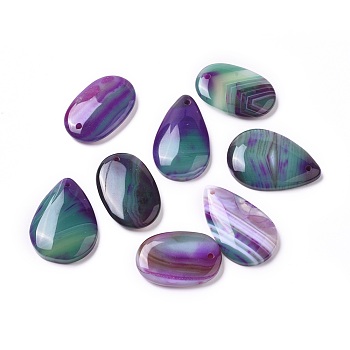 Natural Agate Pendants, Dyed & Heated, Mixed Shapes, 32~34x20~23x5~6mm, Hole: 1.6mm