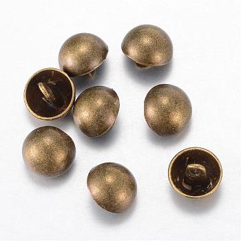 Alloy Shank Buttons, 1-Hole, Dome/Half Round, Tibetan Style, Antique Bronze, 12.5x10mm, Hole: 1.5mm