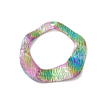 Ion Plating(IP) 304 Stainless Steel Pendants, Twist Ring Charms, Rainbow Color, 38x39.5x3.5mm, Hole: 2x2.4mm