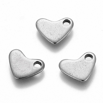 304 Stainless Steel Charms, Laser Cut, Heart, Stainless Steel Color, 7.5x5.5x1mm, Hole: 1.2mm