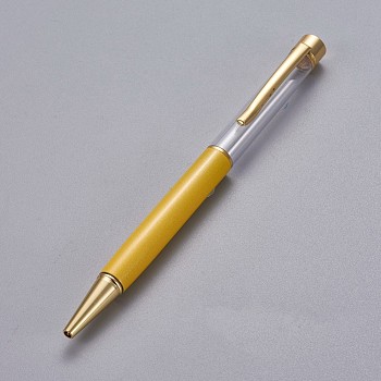 Creative Empty Tube Ballpoint Pens, with Black Ink Pen Refill Inside, for DIY Glitter Epoxy Resin Crystal Ballpoint Pen Herbarium Pen Making, Golden, Goldenrod, 140x10mm