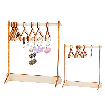 Wooden Earring Display Stands, Earring Organizer Holder, Coat Hanger Shapes, Antique White, Finish Product: 14x6x15cm, about 12pcs/set