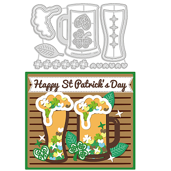 Saint Patrick's Day Carbon Steel Cutting Dies Stencils, for DIY Scrapbooking, Photo Album, Decorative Embossing Paper Card, Stainless Steel Color, Drink Pattern, 10.2x15.2x0.08cm