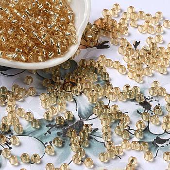 Glass Seed Beads, Silver Lined, Round Hole, Round, BurlyWood, 4x3mm, Hole: 1.2mm, 6429pcs/pound