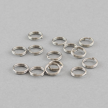 304 Stainless Steel Split Rings, Double Loops Jump Rings, Stainless Steel Color, 7x1.4mm, Inner Diameter: 5.6mm
