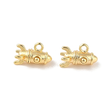 Brass Charms, Rocket, Real 18K Gold Plated, 8.5x9.5x5.5mm, Hole: 1.2mm