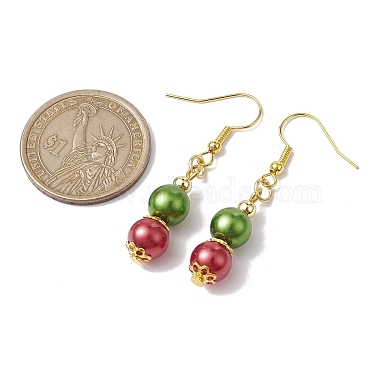 boucles d'oreilles pendantes en perles de verre nacré peintes au four(EJEW-JE05694-1)-2