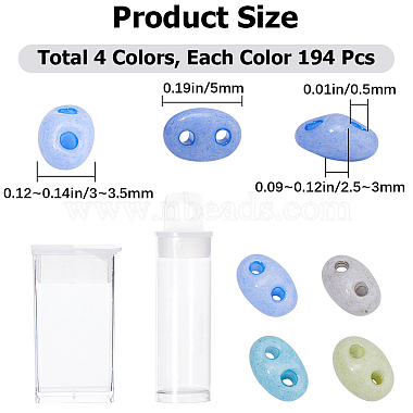 776Pcs 4 Colors 2-Hole Seed Beads(SEED-CN0001-19B)-2