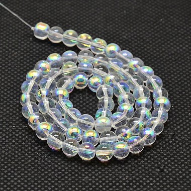 Imiter cristal autrichien verre de galvanoplastie chapelets de perles rondes(GLAA-F030-8mm-B01)-2