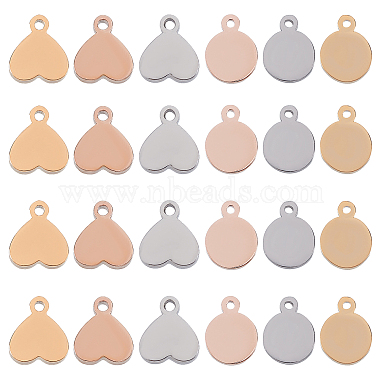 Mixed Color Flat Round 304 Stainless Steel Charms