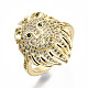 Men's Brass Micro Pave Clear Cubic Zirconia Cuff Rings(RJEW-S045-030G-NR)-1