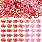 70Pcs 7 Colors Transparent Resin Rondelle European Beads, with Paillette & Platinum Tone Brass Cores, Large Hole Beads, Mixed Color, 14x8.5mm, Hole: 5mm, 10pcs/color(RESI-TA0004-82)