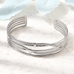 304 Stainless Steel Multi-strand Cuff Bangles for Women, Stainless Steel Color, Inner Diameter: 2.66 x2.09 inch(6.75x5.3cm)(SA-CBA82C8-06P)