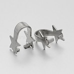 Tarnish Resistant Star 304 Stainless Steel Snap on Bails, Stainless Steel Color, 15x11mm, Pin: 2x1mm(STAS-N060-04)
