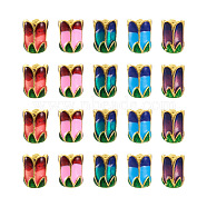20Pcs 5 Colors Alloy Bead Caps, with Enamel, 5-Petal, Mixed Color, 11x8mm, Hole: 2mm, 4pcs/color(ENAM-YS0001-04)