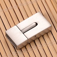 Matte 304 Stainless Steel Rectangle Magnetic Clasps, Stainless Steel Color, 23x12x6mm, Hole: 3x10.5mm(STAS-I045-04B)