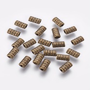 Tibetan Style Alloy Beads, Tube, Lead Free & Nickel Free & Cadmium Free, Antique Bronze color, 9x5x3mm, Hole: 2mm(MLF9875Y-NF)