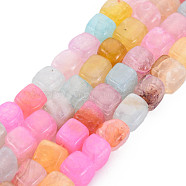 Natural Agate Beads Strands, Dyed & Heated, Cube, Pearl Pink, 5~8x4~8x4~6mm, Hole: 1.2mm, about 50pcs/strand, 14.76 inch(37.5cm)(G-N326-99J)