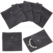Square Velvet Jewelry Bags, with Snap Fastener, Black, 10x10x1cm(TP-BBC0001-01A-01)