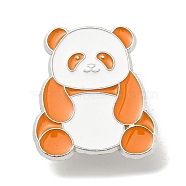 Panda Enamel Pins, Platinum Plated Alloy Badge for Backpack Clothes, Orange, 26x23x1.5mm(JEWB-K012-05A-P)
