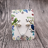 Paper Display Cards, for Earrings, Necklaces, Rectangle, Bird Pattern, 7x5cm(CON-PW0001-135C)