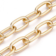 Aluminum Cable Chain, Oval Link Chains, Unwelded, Light Gold, 27.5x15.5x4mm(CHA-N003-35KCG)