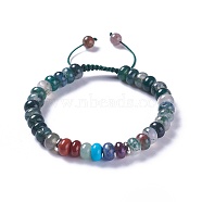 Adjustable Nylon Cord Braided Bead Bracelets, with Natural Moss Agate Beads and Alloy Findings, 2-1/8 inch~2-3/4 inch(5.3~7.1cm)(BJEW-F369-C08)