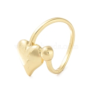 Rack Plating Brass Open Cuff Rings, Cadmium Free & Lead Free, Long-Lasting Plated, Heart, Real 18K Gold Plated, US Size 7 1/4(17.5mm)(RJEW-M168-08G)