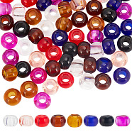 Elite 80pcs 8 colors Glass European Beads, Large Hole Beads, Rondelle, Mixed Color, 15x10mm, Hole: 5~6.4mm, 10pcs/color(GLAA-PH0003-04)