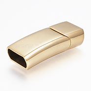 304 Stainless Steel Magnetic Clasps with Glue-in Ends, Rectangle, Golden, 33x13.5x8mm, Hole: 6x12mm(STAS-F130-09G)