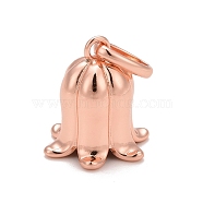 Rack Plating Brass Pendants, with Jump Rings, Long-Lasting Plated, Lead Free & Cadmium Free, Bluebell/Hyacinthoides Flower, Real Rose Gold Plated, 18x15mm, Inner Diameter: 9mm, Jump Ring: 8x5mm(KK-M228-01RG)