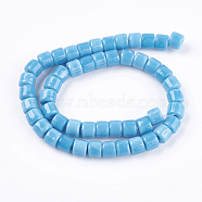 Handmade Lampwork Beads, Column, Sky Blue, 8x6mm, Hole: 3mm(LAMP-G133-01E)