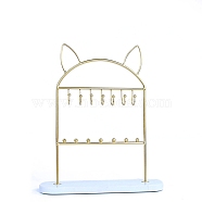 Marble Pedestal with Iron Jewelry Holder, Hanging Jewelry Stand Organiser Storage, Cat Shape, 26x7x31cm(PW-WGE3854-02)