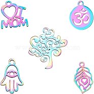 201 Stainless Steel Pendants, Mixed Shapes, Rainbow Color, 68x52x11mm, 10pcs/box(STAS-AR0001-02)