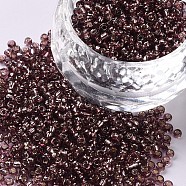 12/0 Glass Seed Beads, Silver Lined Round Hole, Round, Rosy Brown, 2mm, Hole: 1mm, about 6666pcs/100g(X1-SEED-A005-2mm-56)