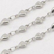 304 Stainless Steel Heart Chains, Decorative Chains, Soldered, Stainless Steel Color, 4x2mm(CHS-K001-53-4mm)