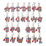 PU Leather Keychain, with Iron Key Ring, Colorful, Letter, 11.35~11.8cm(KEYC-C007-01P)