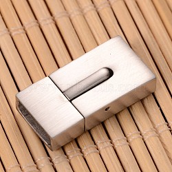 Tarnish Resistant Matte 304 Stainless Steel Rectangle Magnetic Clasps, Stainless Steel Color, 23x12x6mm, Hole: 3x10.5mm(STAS-I045-04B)