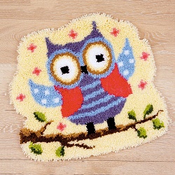 DIY Latch Hook Rug Kit, DIY Rug Crochet Yarn Kits, Including Color Printing Mesh Embroidery Pad, Acrylic Fiber Wool, Instruction, Owl, 440x500x2mm(DIY-NH0005-01A)