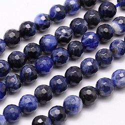 Natural Sodalite Beads Strands, Faceted, Round, Midnight Blue, 6mm, Hole: 1mm, about 63pcs/strand, 15.55 inch(G-G542-6mm-28)