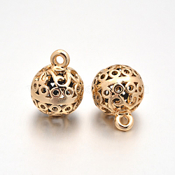 Nickel Free & Lead Free Alloy Pendants, Long-Lasting Plated, Hollow Round, Light Gold, 19x14mm, Hole: 2mm(PALLOY-J589-49G-FF)