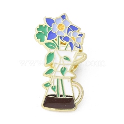 Morning Glory with Coffee Enamel Pins, Alloy Brooches for Backpack Clothes, Mauve, 35.5x19mm(JEWB-V002-13F)