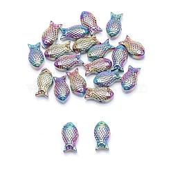 Full Plated Electroplate Glass Beads, Fish, Colorful, 15x8x5mm,Hole:1.20mm, 30pcs/bag(PW-WG13681-08)
