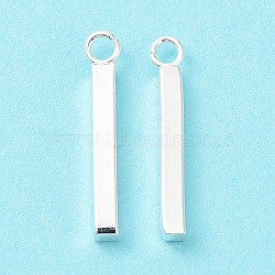304 Stainless Steel Pendants, Bar Charm, Silver, 17.5x2x2mm, Hole: 1.6mm(STAS-P327-09A-S)