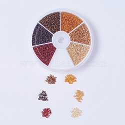 Autumn Theme, Grade A Round Glass Seed Beads, Silver Lined, Mixed Color, 2x1.5mm, Hole: 0.3mm, about 360~400pcs/color, 6colors, about 2160~2400pcs/box(SEED-JP0007-05B)