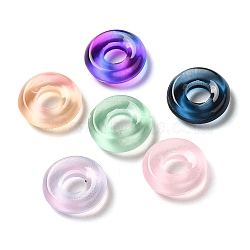 Transparent Glass European Beads, Large Hole, Flat Round, Mixed Color, 12x4mm, Hole: 5mm(GLAA-A012-03)